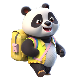 可爱卡通熊猫背包PNG素材