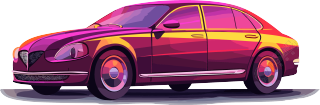 暗洋红和浅绯色的2D汽车插画素材
