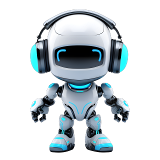 可商用的3D白色机器人头戴式耳机设计素材
