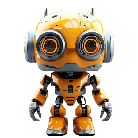 可商用光橙色和银色风格的机器人素材