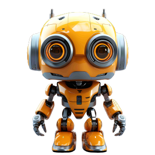 可商用光橙色和银色风格的机器人素材