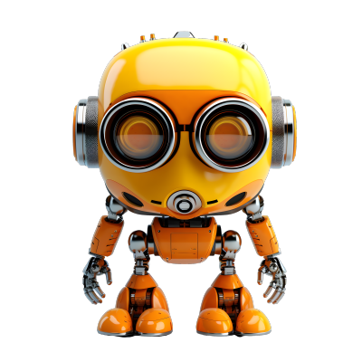 浅橙色机器人透明背景素材