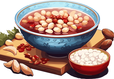 红豆汤透明背景插画