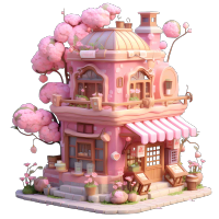 粉色花店插画设计元素