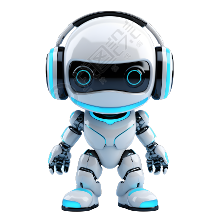 蓝黑色3D白色安卓机器人创意素材