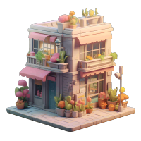 3D花店模型透明背景插画