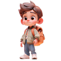 帅气男孩背包的3D人物素材