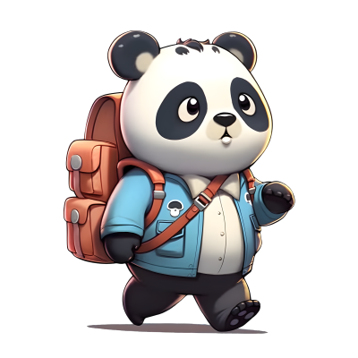 魅力插画设计背包熊猫PNG元素