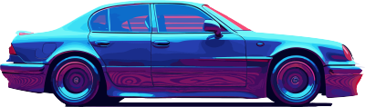 透明背景运动中蓝色汽车插图