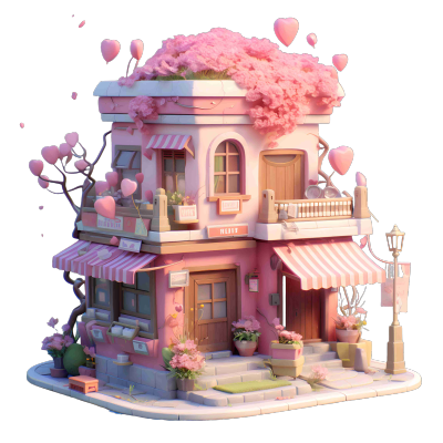 3D建模粉色茶屋可商用插图