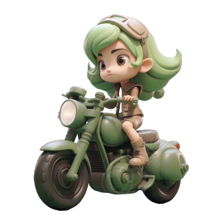 炫酷的动画少女驾驶摩托车素材
