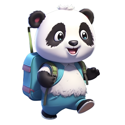 可爱背包熊猫PNG免费素材