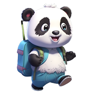 可爱背包熊猫PNG免费素材