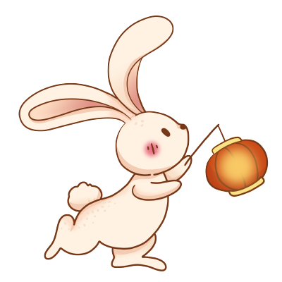 手拿红灯笼的可爱玉兔插画素材
