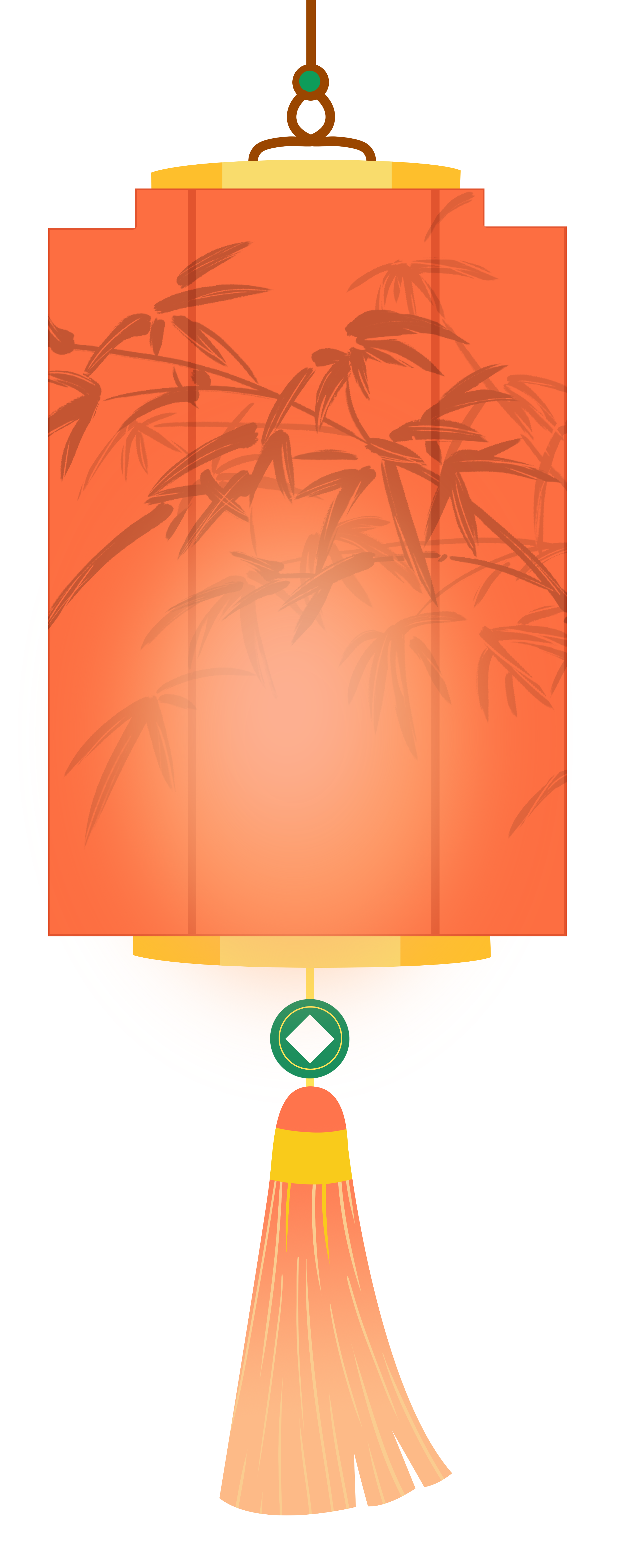 古风竹叶红灯笼透明背景插图