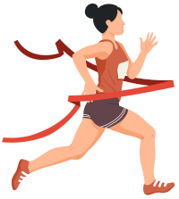 手绘跑步终点冲刺的女生插画