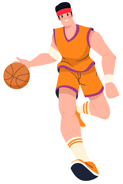 打篮球的帅气男孩子透明背景插画