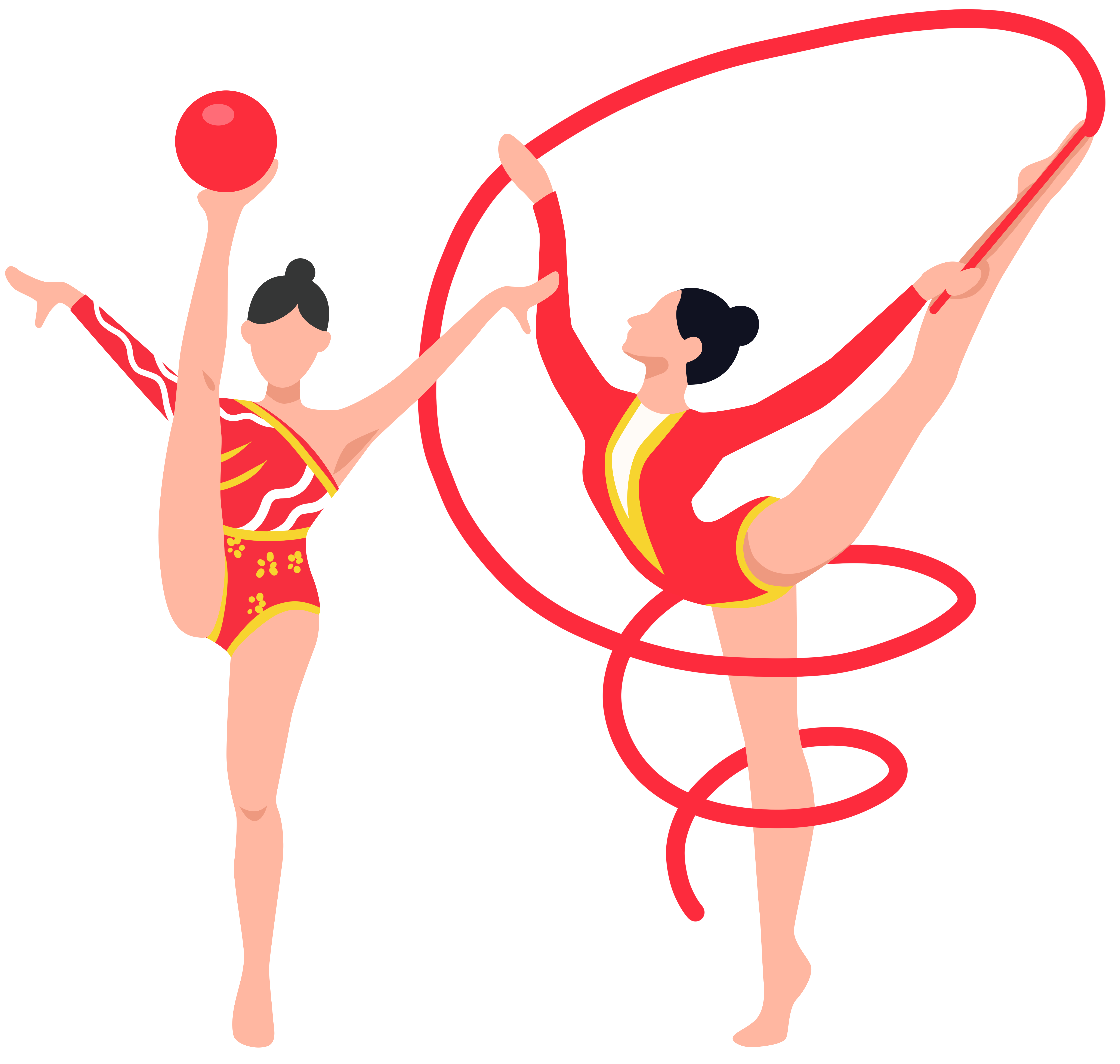 艺术体操透明背景手绘插画