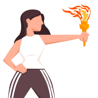 杭州亚运会手拿火炬的女生插画素材