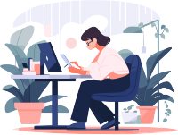认真上班的女生商务插画