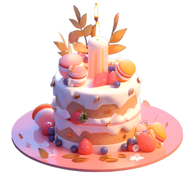 生日蛋糕3D模型插画