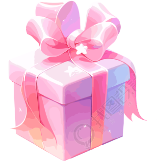 带蝴蝶结的粉色礼品礼盒插画
