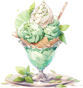 美味双拼冰淇淋透明背景插画