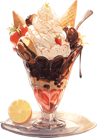 巧克力冰淇淋复古风味插画