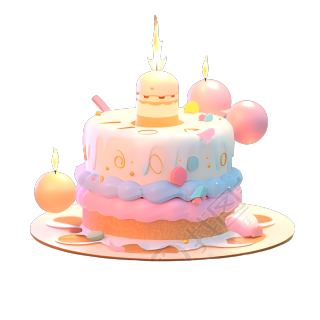 可商用生日蛋糕黏土模型插画