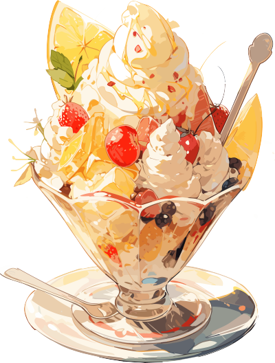 美味冰淇淋甜点饭后小吃插画