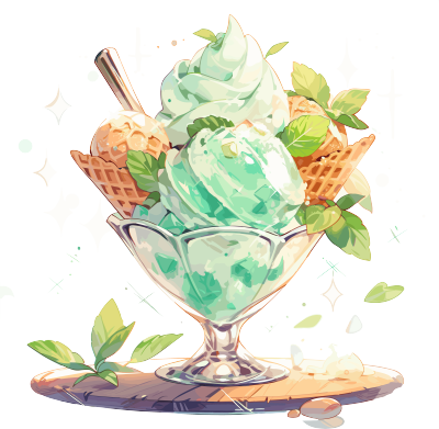 复古风格薄荷绿色美味冰淇淋插图