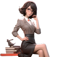 女教师3D模型插画