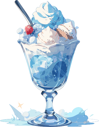 蓝色风格冰淇淋透明背景插画