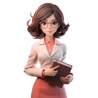 女教师3D模型透明背景图形素材