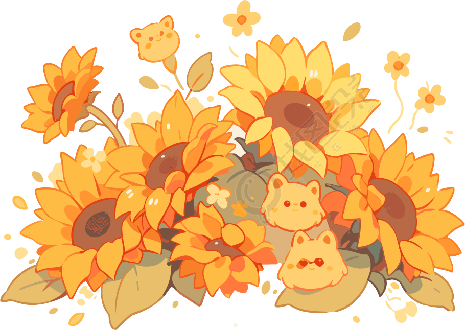 高清图形设计太阳花PNG插画