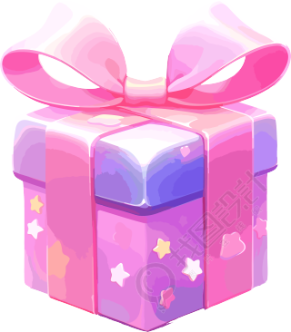 粉色礼物礼盒带蝴蝶结素材