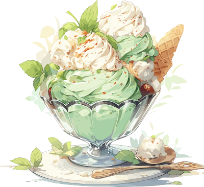 薄荷绿冰淇淋复古风格PNG素材