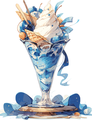 怀旧风格蓝色美味冰淇淋素材