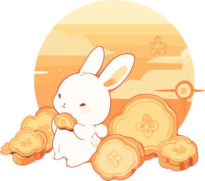 中秋节兔子月亮手绘插画