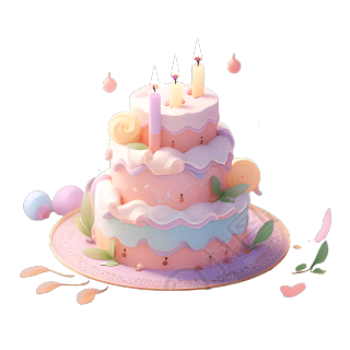多层生日蛋糕可爱3D模型素材