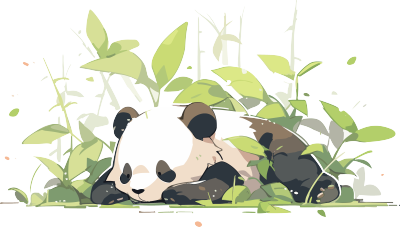 趴着的可爱熊猫插画设计