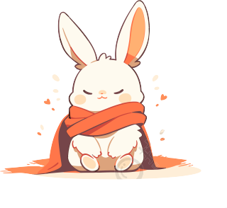 带红色围巾的兔子插画设计素材