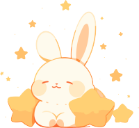 手绘兔子和黄色星星插画素材