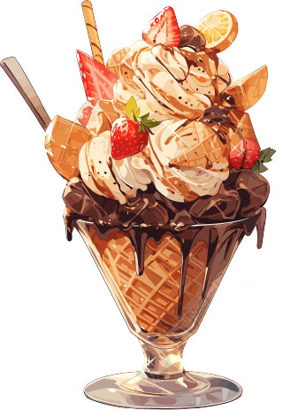 焦糖风味的美味冰淇淋插画
