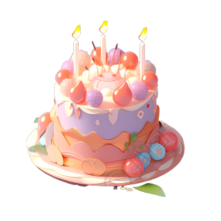 小女生生日蛋糕3D黏土素材