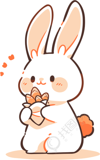 可商用怀抱食物的兔子插画