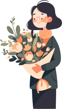 扁平设计插画手拿花束的老师素材