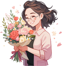 教师节女老师收到鲜花独特插画设计