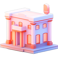 手绘极简风银行建筑插画