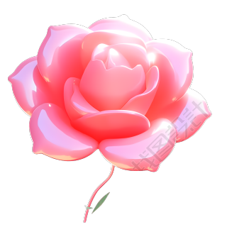 粉色膨胀气球玫瑰花高清PNG图形素材